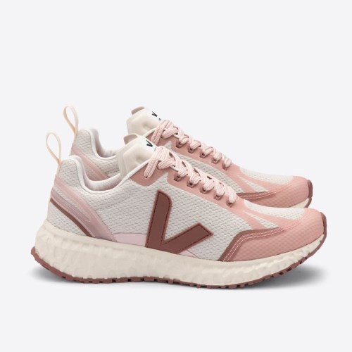 Veja Condor Mesh Natural Womens Trainers White/Coral UK 68594